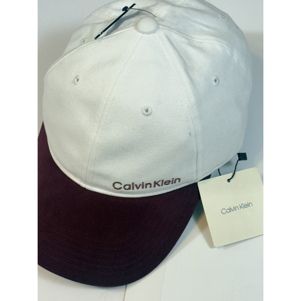NEW - Calvin Klein Colorblock White/Red Cotton Baseball Cap Hat One Size